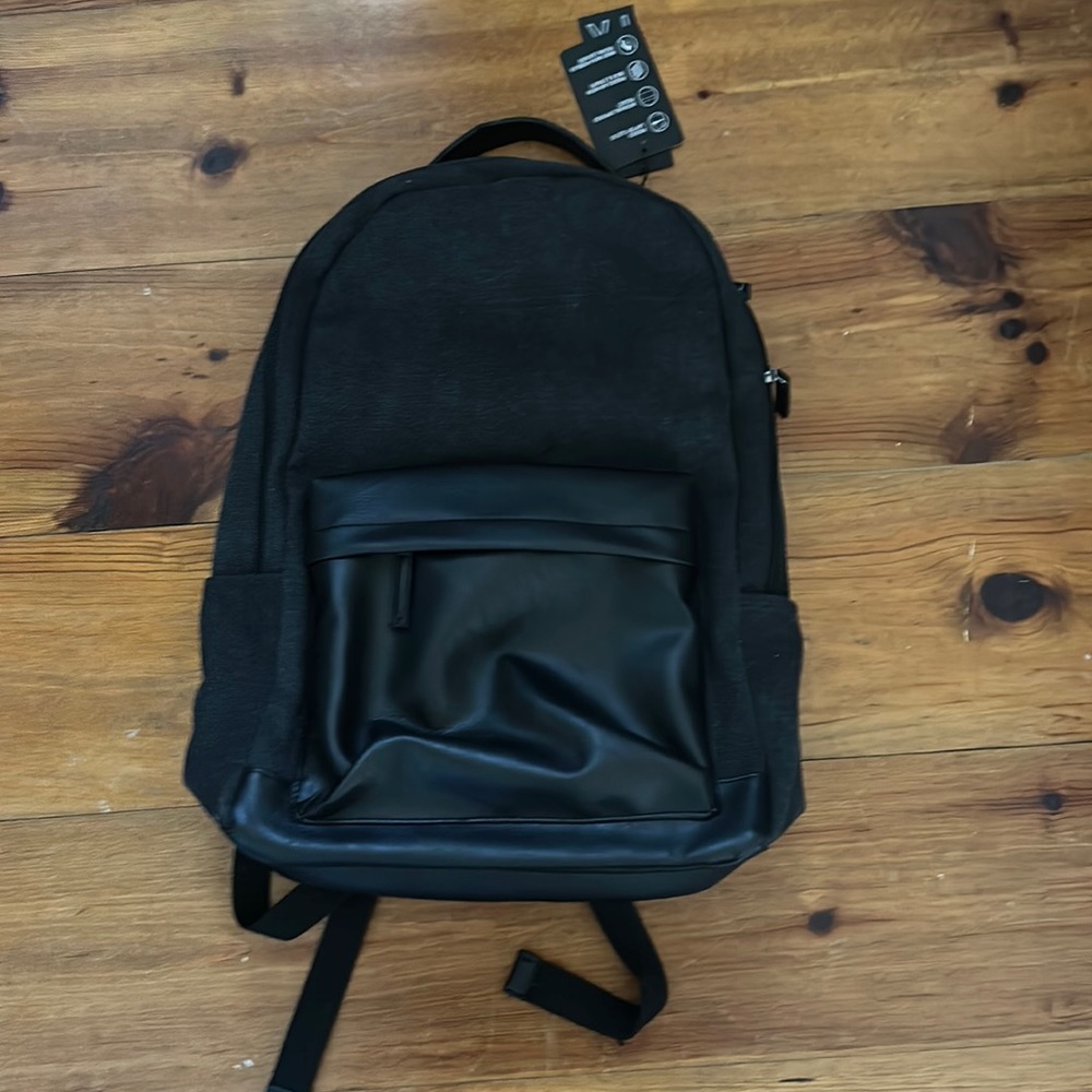 PX clothing backpack washed black / black faux leather